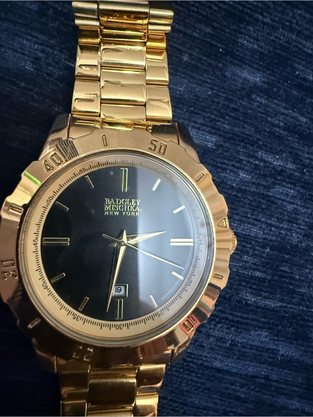 Bradley & Wricek New York Gold-Tone Men's Watch with Black Dial